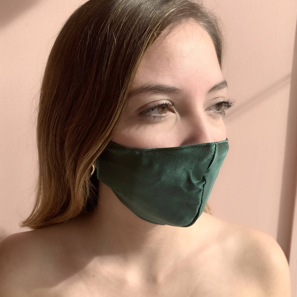 Tapabocas de Seda Verde Esmeralda