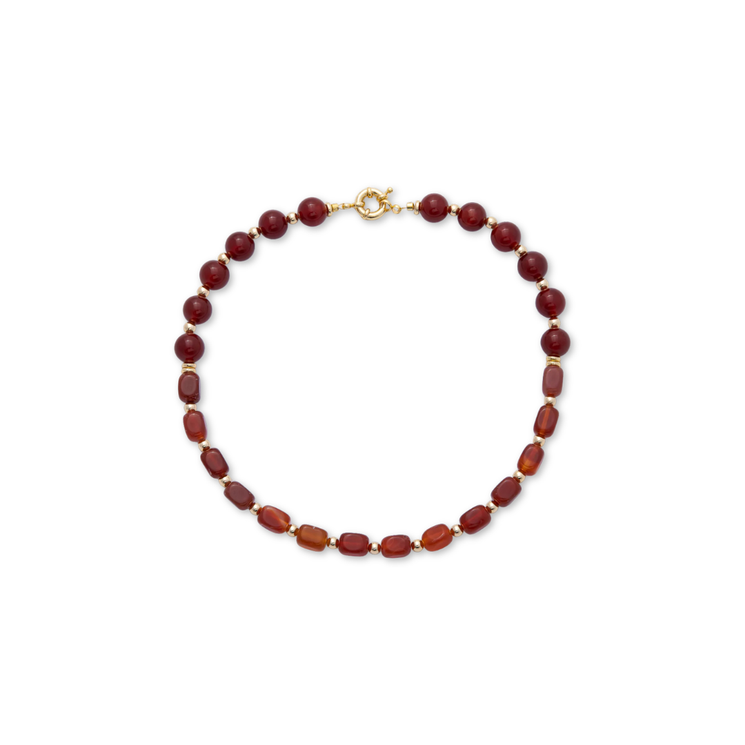 Collar Cornalina Esfera y Barril