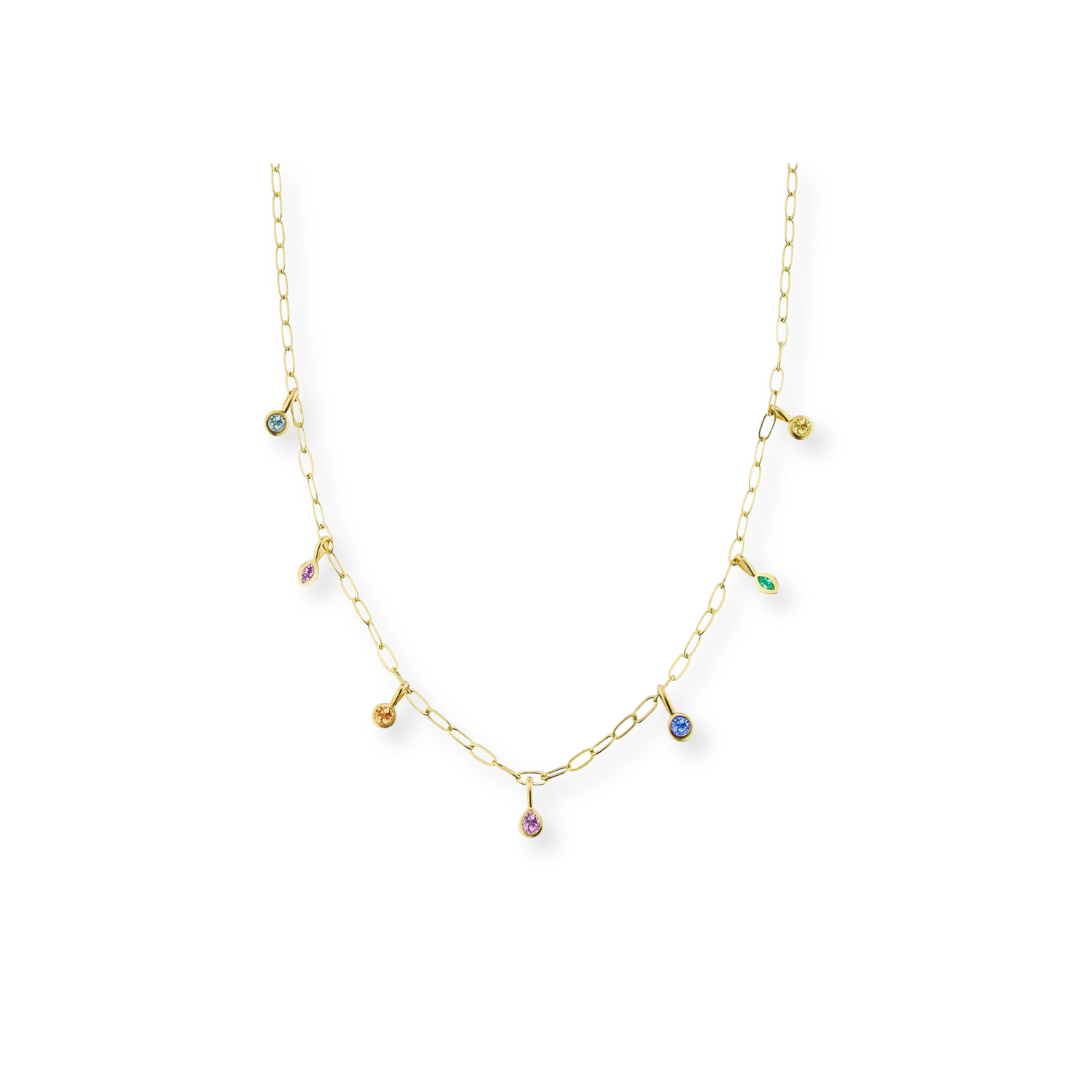 Collar Dangly Con Cristales de Colores