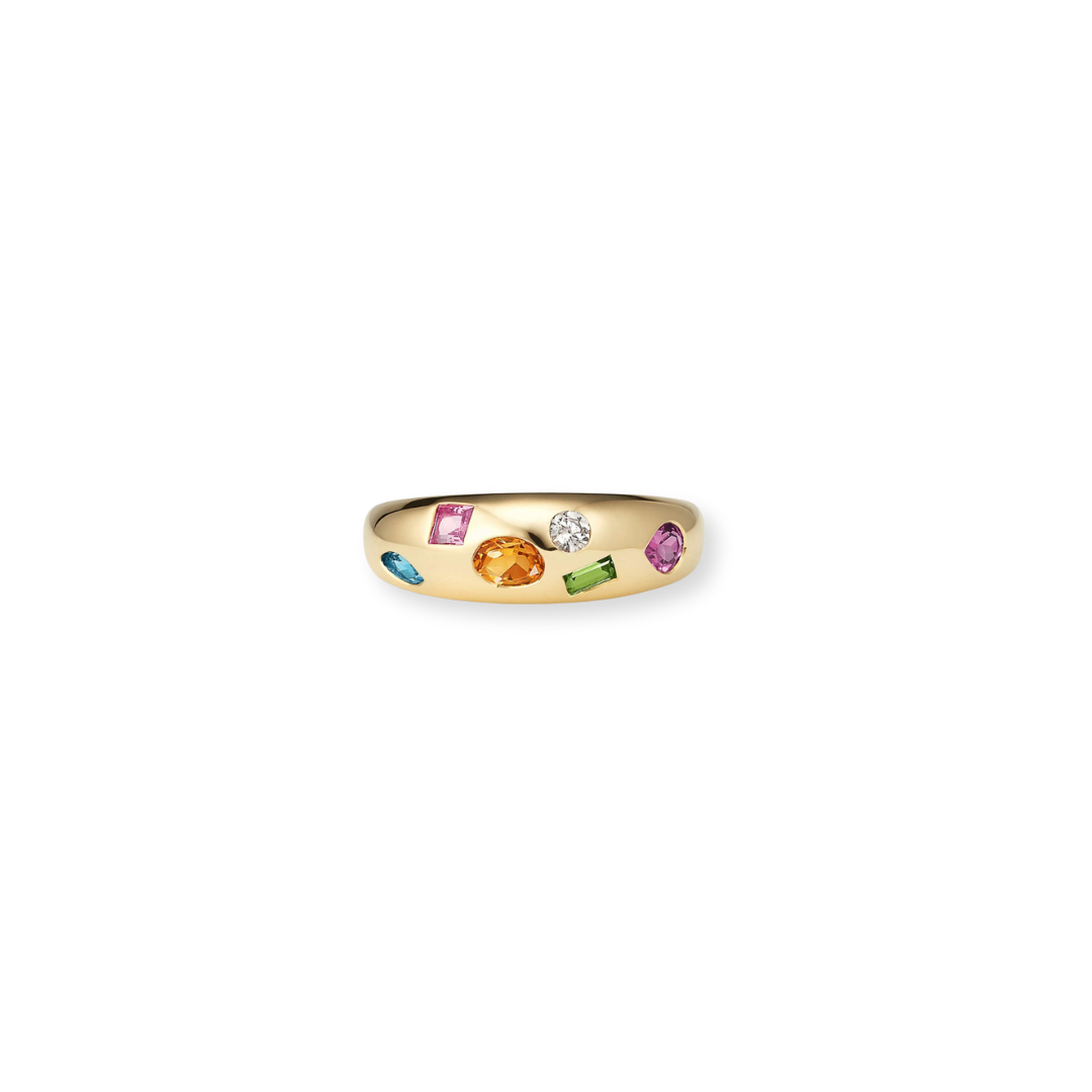 Anillo Dome con Cristales de Colores