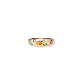 Anillo Dome con Cristales de Colores