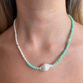 Collar de Perla con Cristales Claros