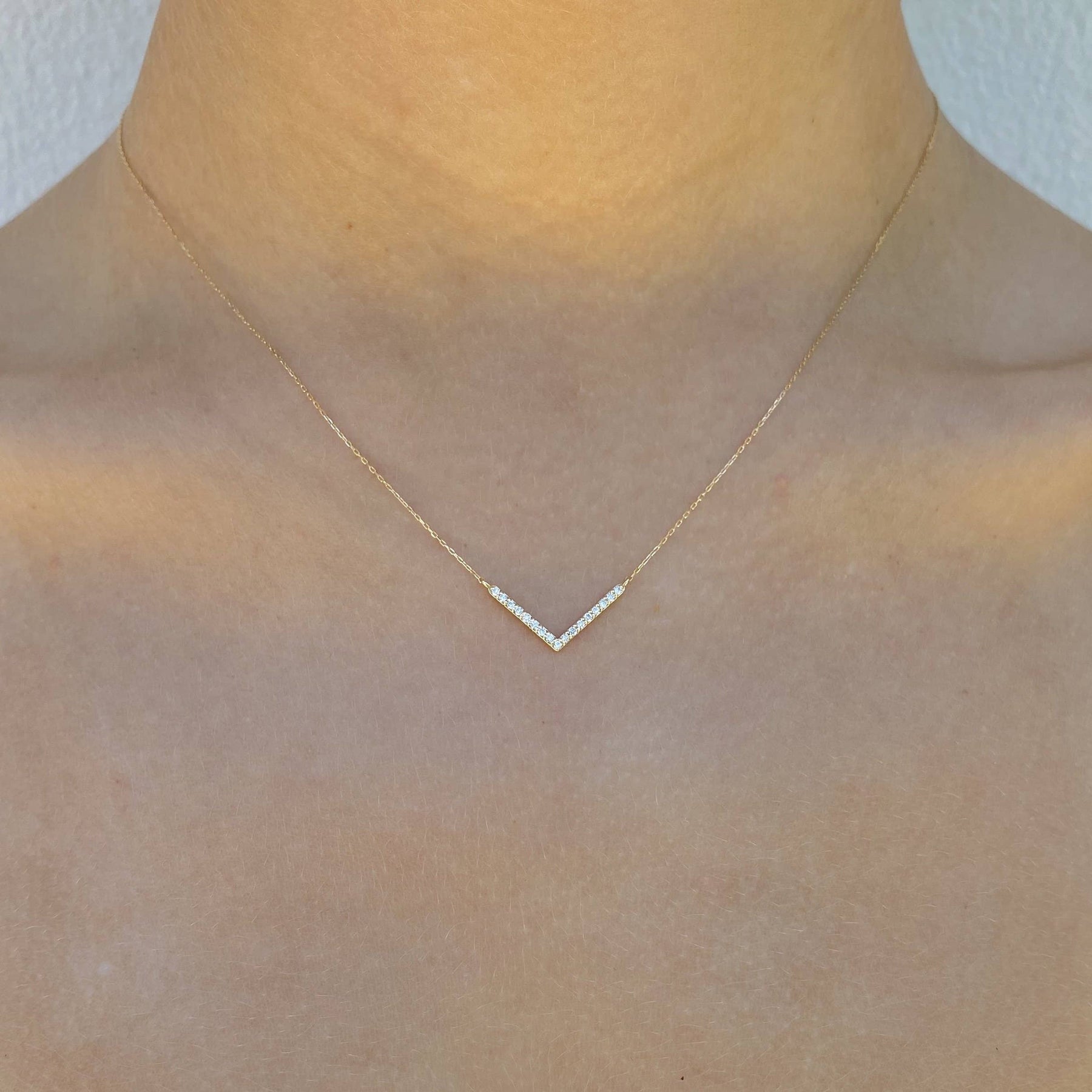 V Diamond 14K Necklace