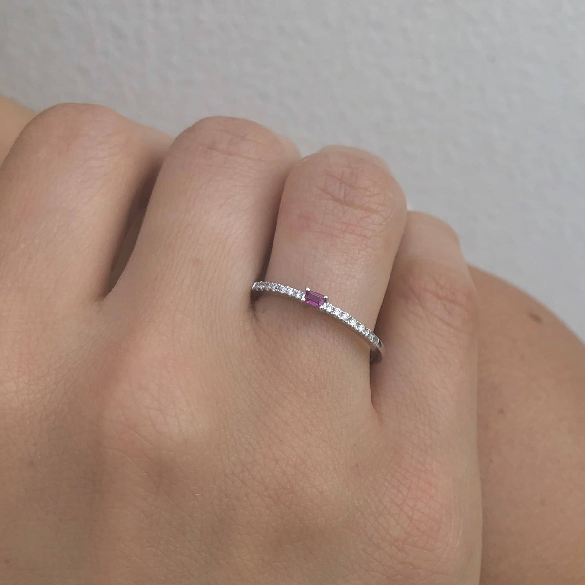 14K Ring with Baguette and 1/3 Diamond Band
