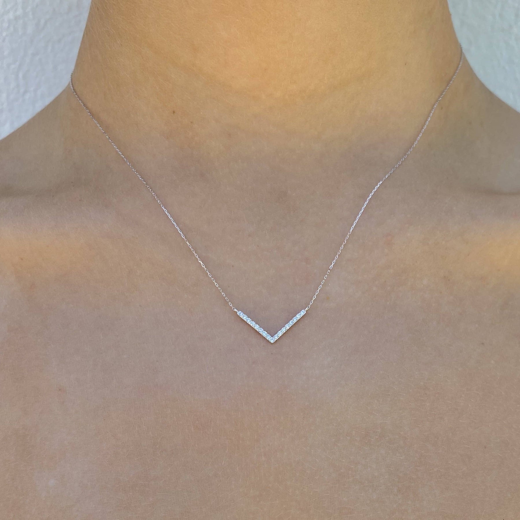 V Diamond 14K Necklace